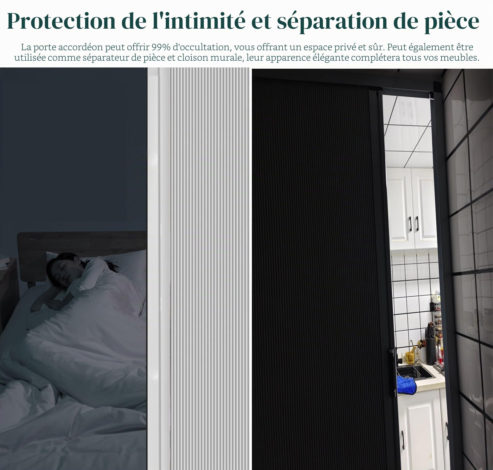 Porte Accordéon Interieur Portes Accordéon Verrouillables pour Salle Bain, Cuisine et Placard, Porte Pliante Sur Mesure, Sans Perçage, Barrière de Séparation Intérieure pour Chambre Camping-car