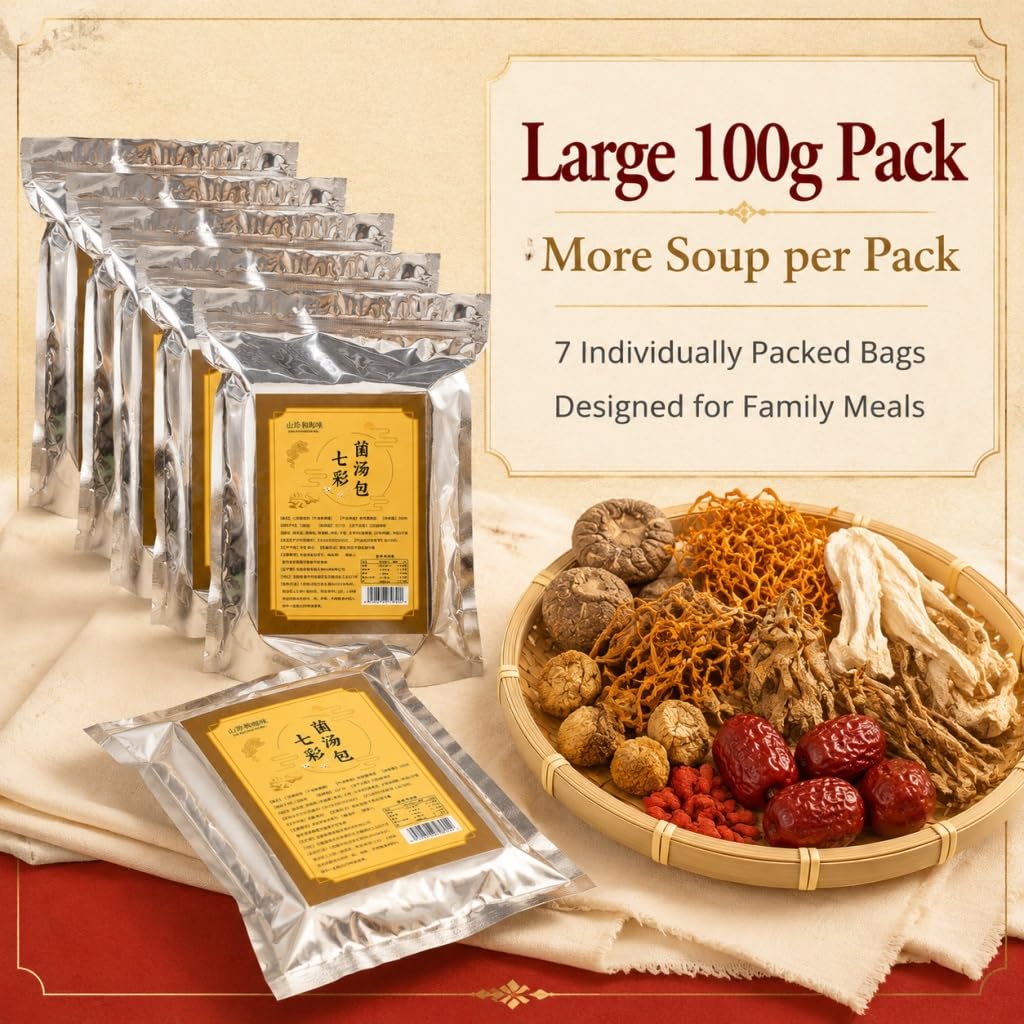 Paquete De 7 Mezclas Variadas Sopa Champiñones Silvestres (100 G Cada Una): Base Conveniente For Cocinar Y Acampar En Familia