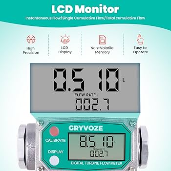 Fuel Meter Gauge 1 Inch 4 Digital Diesel Gas Mechanical Fuel Oil Flow Meter Counter Gauge 1% High Accuracy 20-120 LPM