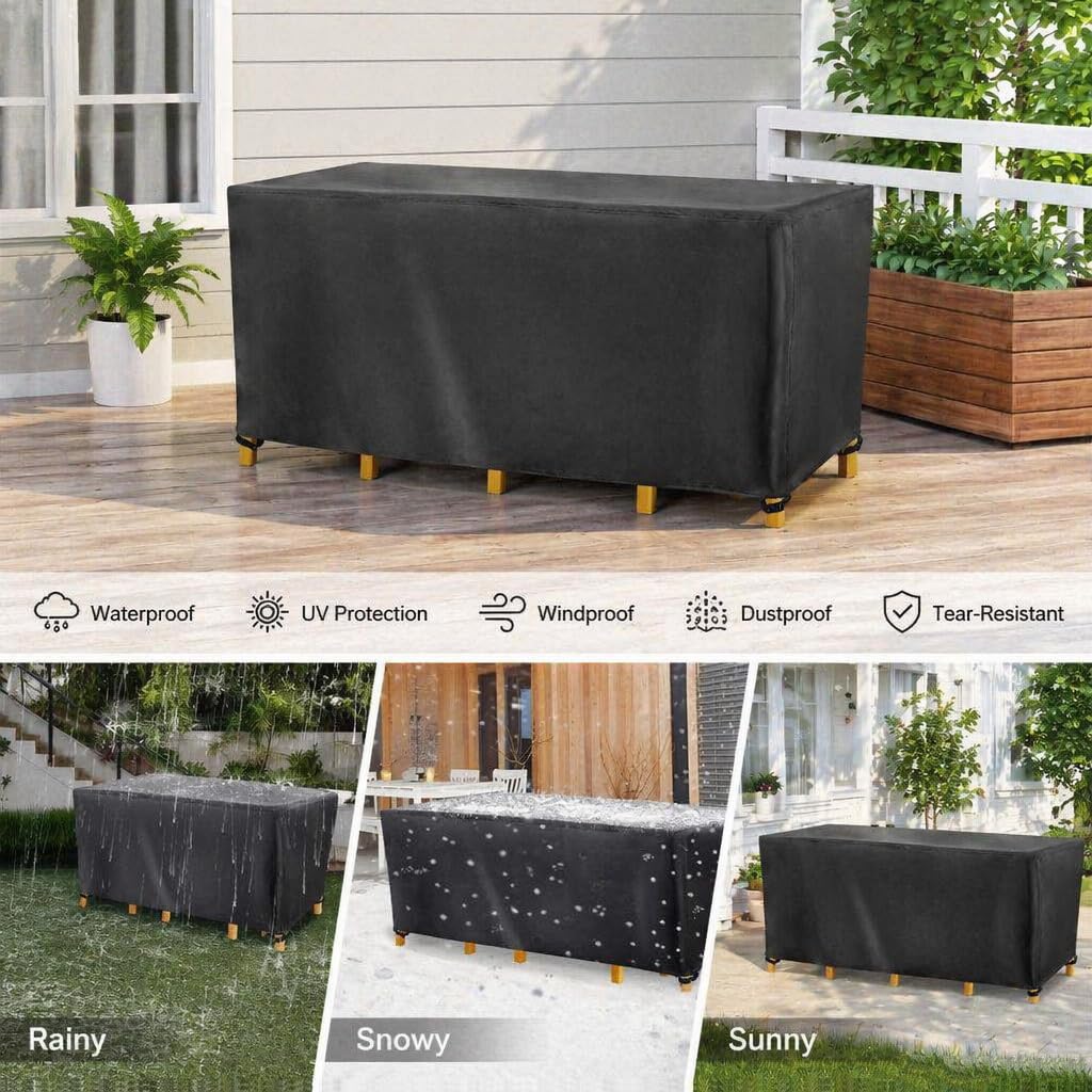 Housse Salon de Jardin Imperméable 420D Oxford, 340x210x75cm/LxWxH Bâche Protection Cube et Lounge Extérieur Anti-UV, Couverture Meubles avec Boucles
