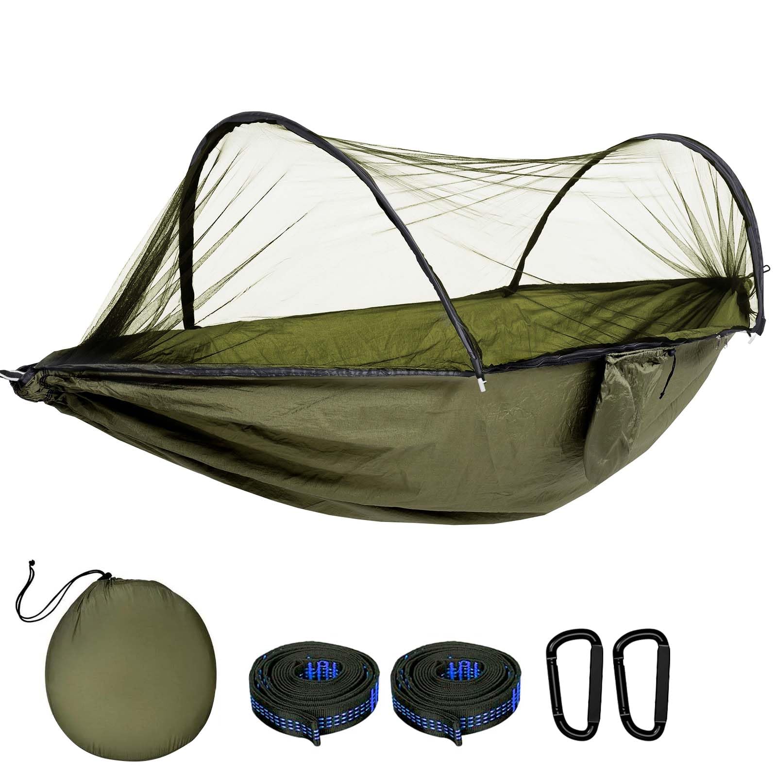 GLOSKIN Hamaca Camping, Hamaca de Viaje Ultraligera de 270 × 140 cm, Hamaca Colgante,Hamaca Resistente y Duradera con Bolsa de Almacenamiento, Adecuada para Jardín, Camping, Balcón, Patio, Playa
