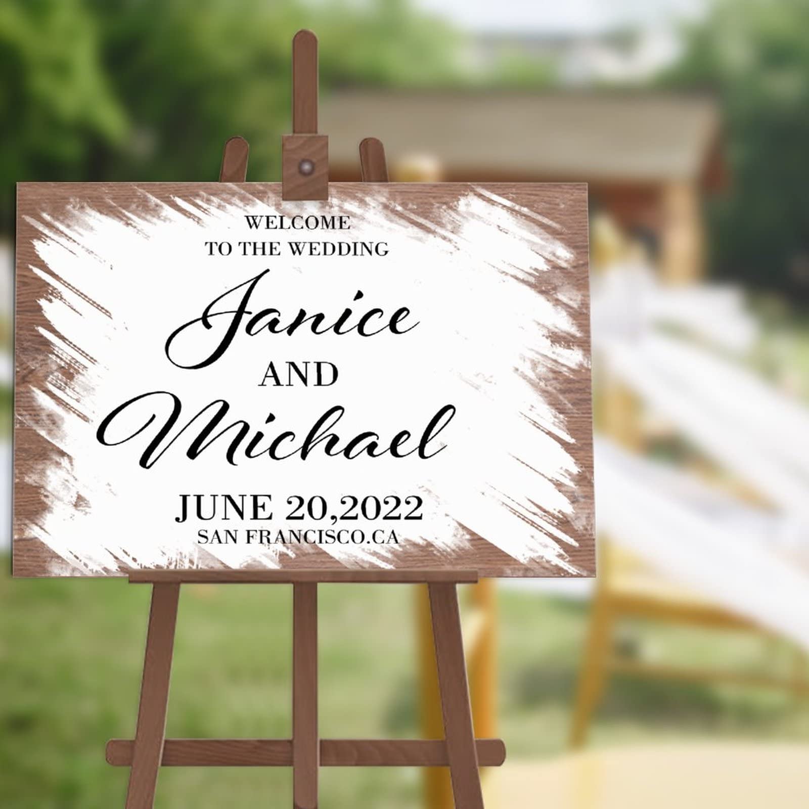 Plaque murale en bois pour réception de mariage chic et champêtre
