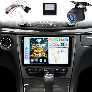 [4+64G] Android Radio for Mercedes Benz E Class W211/CLS Class 2005-2008 9 inch Incell Touchscreen W211 Stereo - Carplay & Android Auto, 5G/WiFi, GPS, EQ, BT 5.0, Custom Homepage + Backup Camera