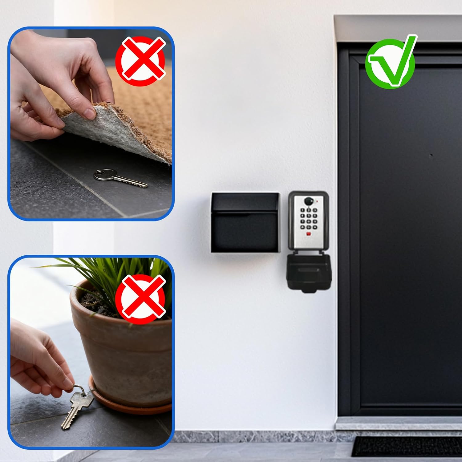 Key Lock Box for Outside, 12 Digit Combination Lock Box for Keys with Code, Wall Mounted Weatherproof Key Lockbox, Large Capacity Secure Key Safe for Home, Realtor, Airbnb, Garage