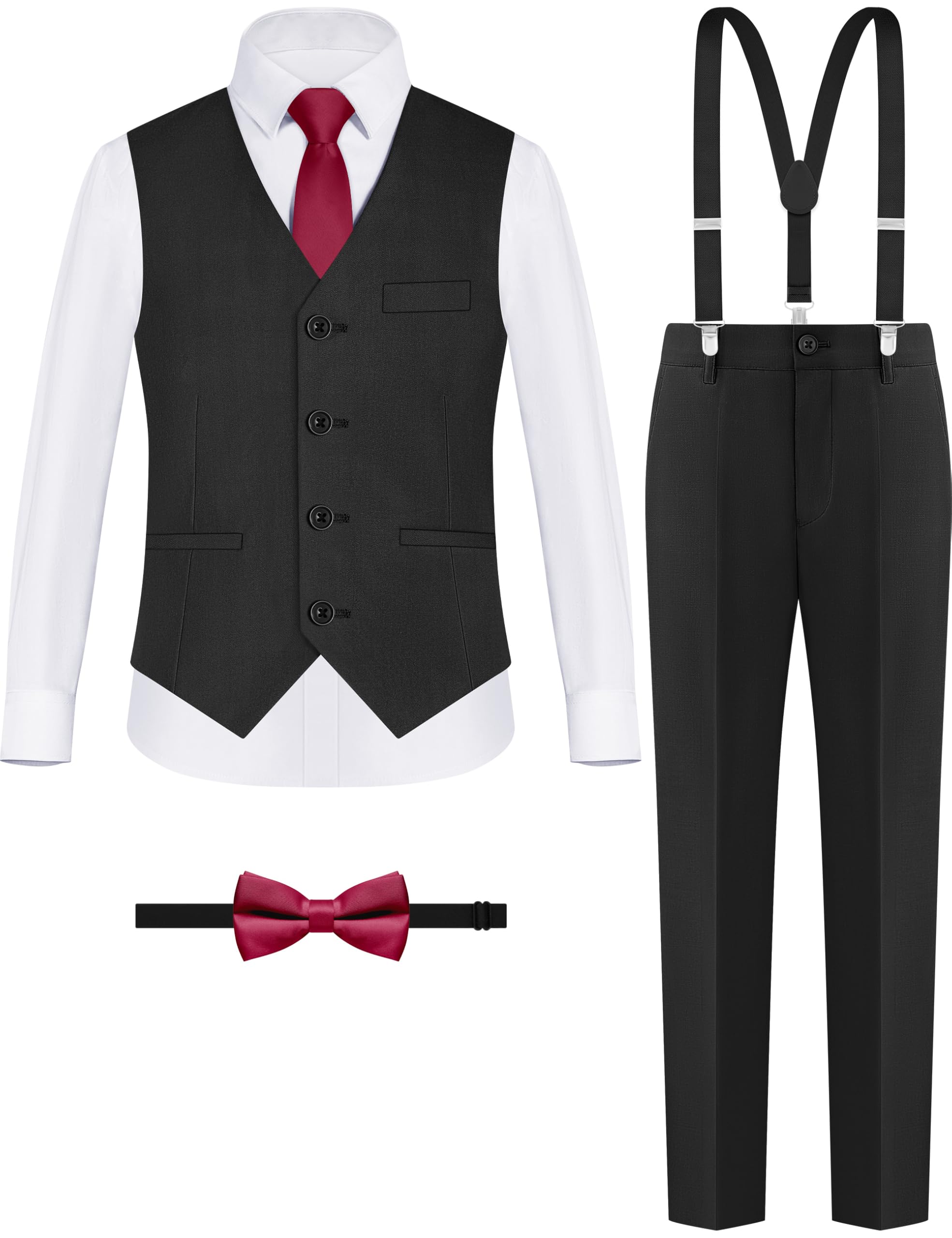 ELPA ELPA Boys' Formal Suit Vest Set with Suspender, Kids Suit for Wedding