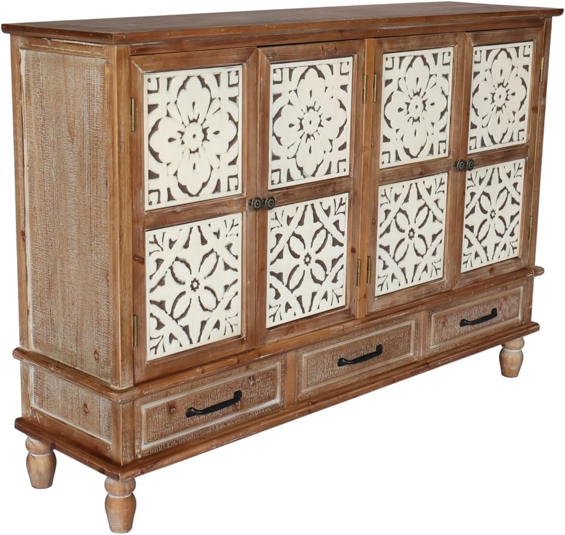 Mid-Century Retro Accent Cabinet, 4-Door Buffet Sideboard with Adjustable Shelves, Stylish Storage Solution for Living Room, Dining Room, Kitchen Furniture