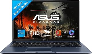 ASUS Vivobook 15,13th Gen,Intel Core i5-13420H(Intel UHD iGPU/16GB RAM/512GB SSD/FHD/15.6"/60Hz/Backlit Keyboard/Windows 11/M365 Basic (1Year)*/Office Home 2024/Quiet Blue/1.70 kg) X1502VA-BQ836WS