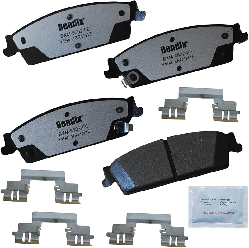 Pastilhas de freio traseiras Bendix Fleet Metlok PBD1194 semimetálicas para Cadillac, Chevrolet e GMC – 1 conjunto