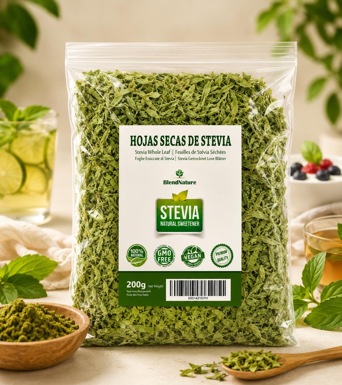 Feuilles de stévia 100 % pures et naturelles-Sélection de qualité supérieure 200g-Végétalien-Cadeau de boule d'infuseur