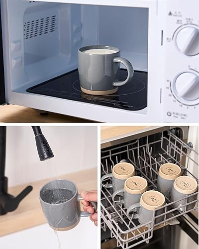 Miniatura 4 de famiware Tazas de café para 4, juego de tazas de 12 onzas, taza con asa para café, té, cacao, leche, serise Milkyway gris oscuro