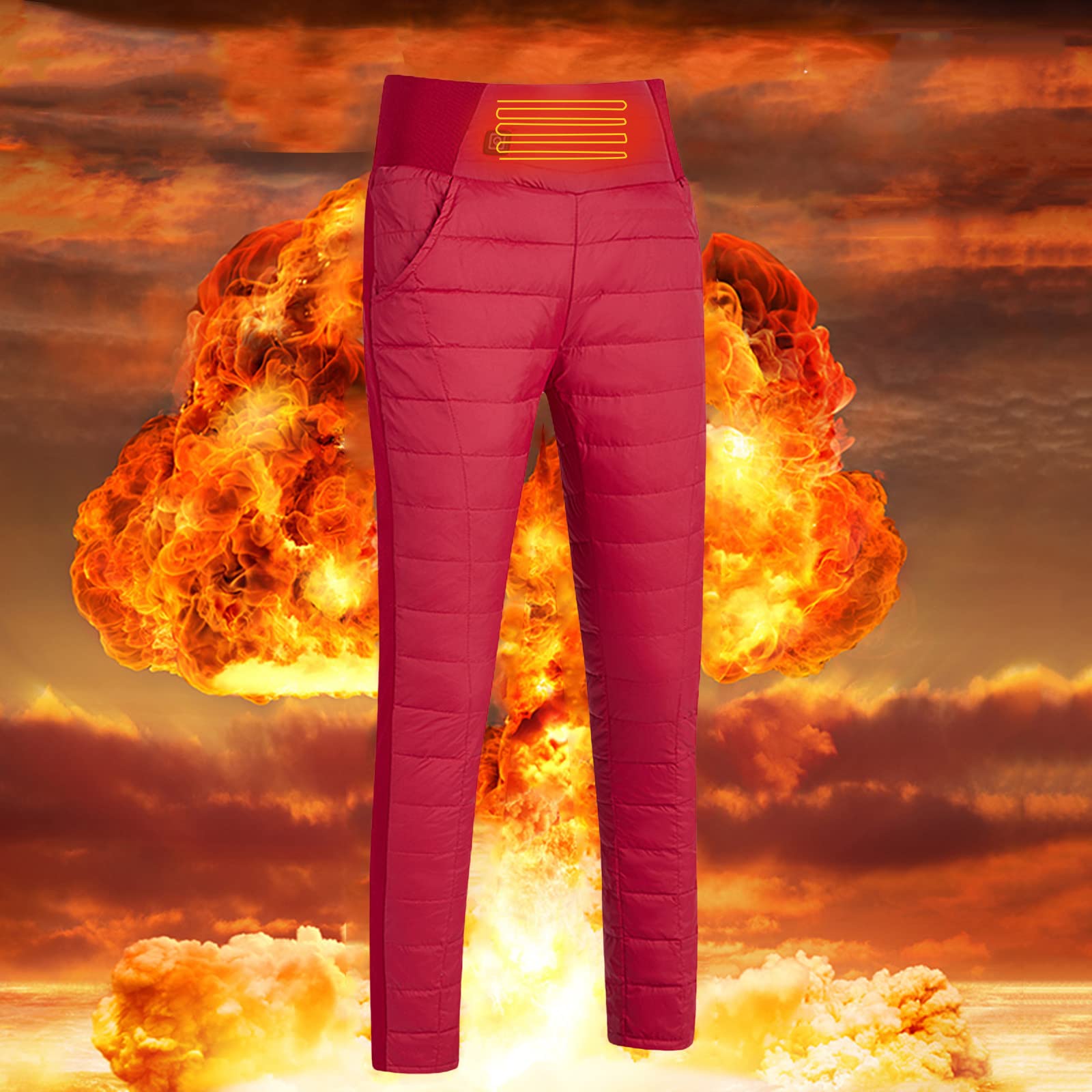 Thermohose Damen Warm Lang Winterhose Gefütterte Bequeme Daunenhose