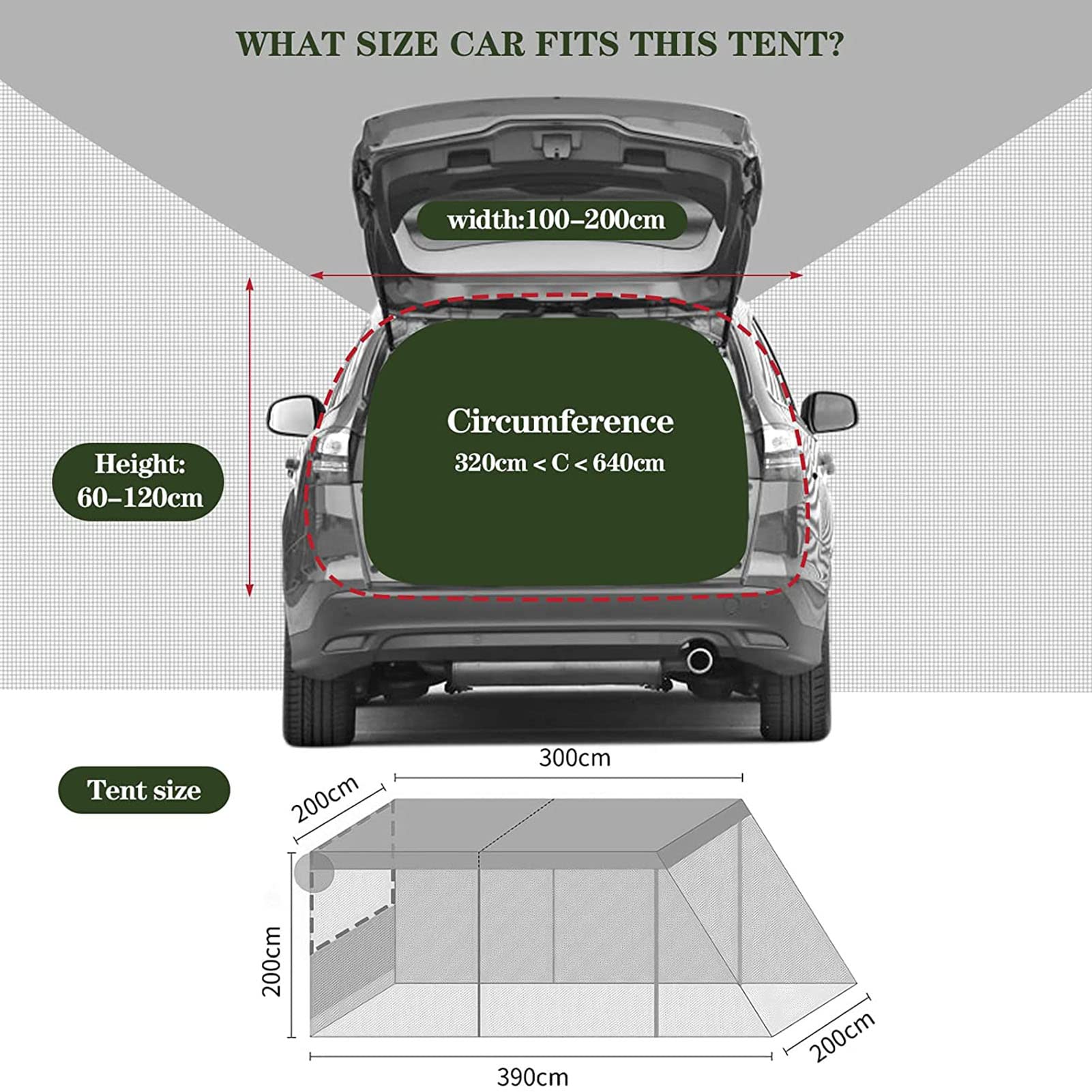 Autozelt Camping Heckzelt Auto Markise Universal mit Moskitonetz Winddicht Sonnenschutz Wasserdicht Camping Familie Outdoor Autozelt für SUV