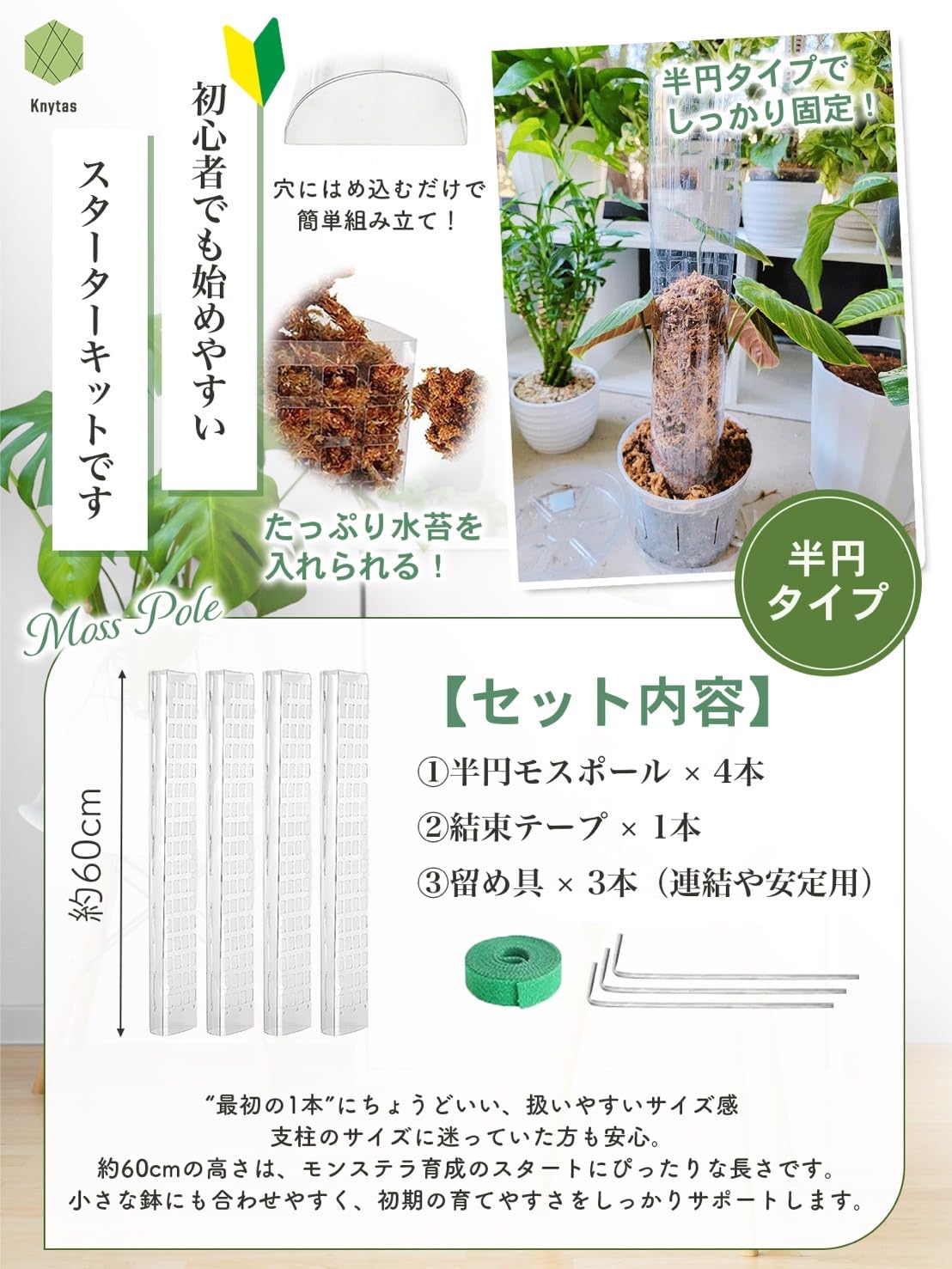 観葉植物 水苔無しモスポール 50本まとめ 20cmサイズ