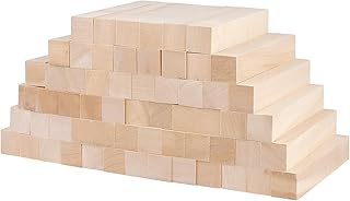 60 Pack Basswood Carving Blocks, Unfinished Solid Wood Whittling Blocks, 6 x 1 x 1 inch Rectangular Wooden Cubes for Carving, Crafts, DIY Project