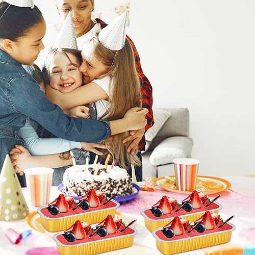 Miniatura 6 de LNYZQUS Mini sartenes desechables de aluminio con tapas, paquete de 50 unidades, 6.8 onzas, 6.5 x 2.5 x 1.2 pulgadas, moldes pequeños de aluminio