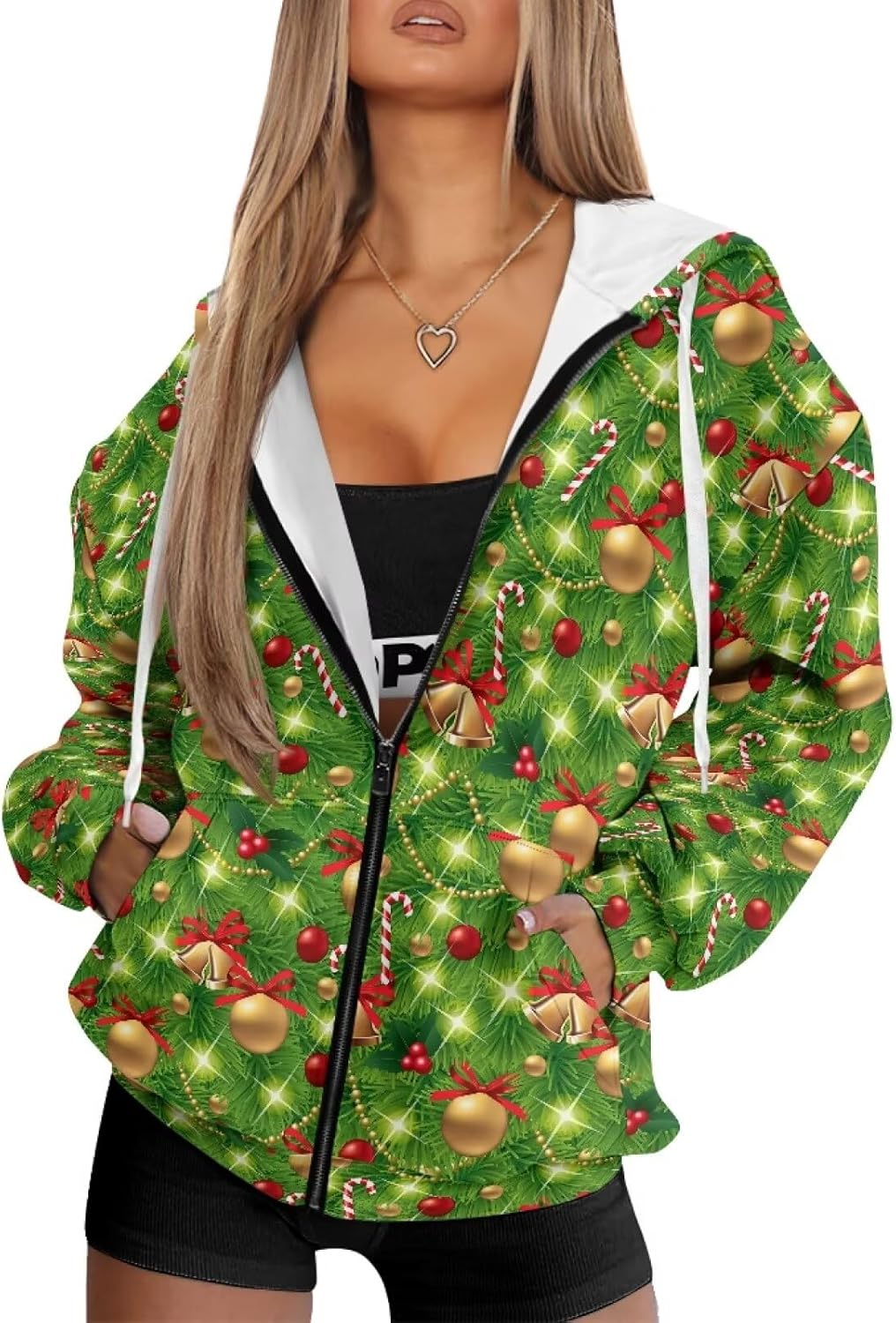 Biyejit Sweat à Capuche à Manches Longues Et Fermeture éclair Pour Femme, Couleur Dégradée., XS