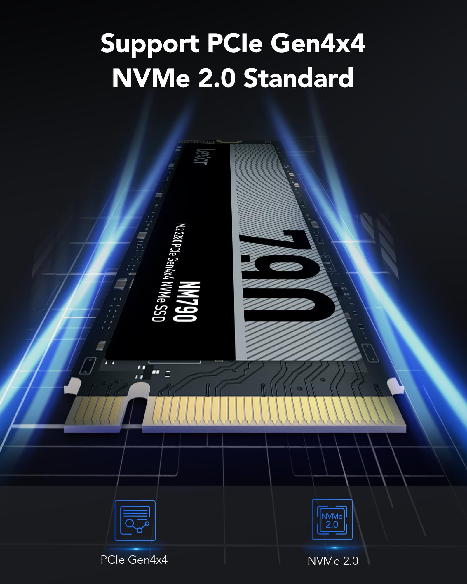 Lexar NM790 4TB SSD Interno, M.2 2280 PCIe Gen4x4 NVMe 1.4 SSD, Fino a 7400 MB/s in Lettura, 6500 MB/s in scrittura, per PS5, Appassionati di PC e Giocatori