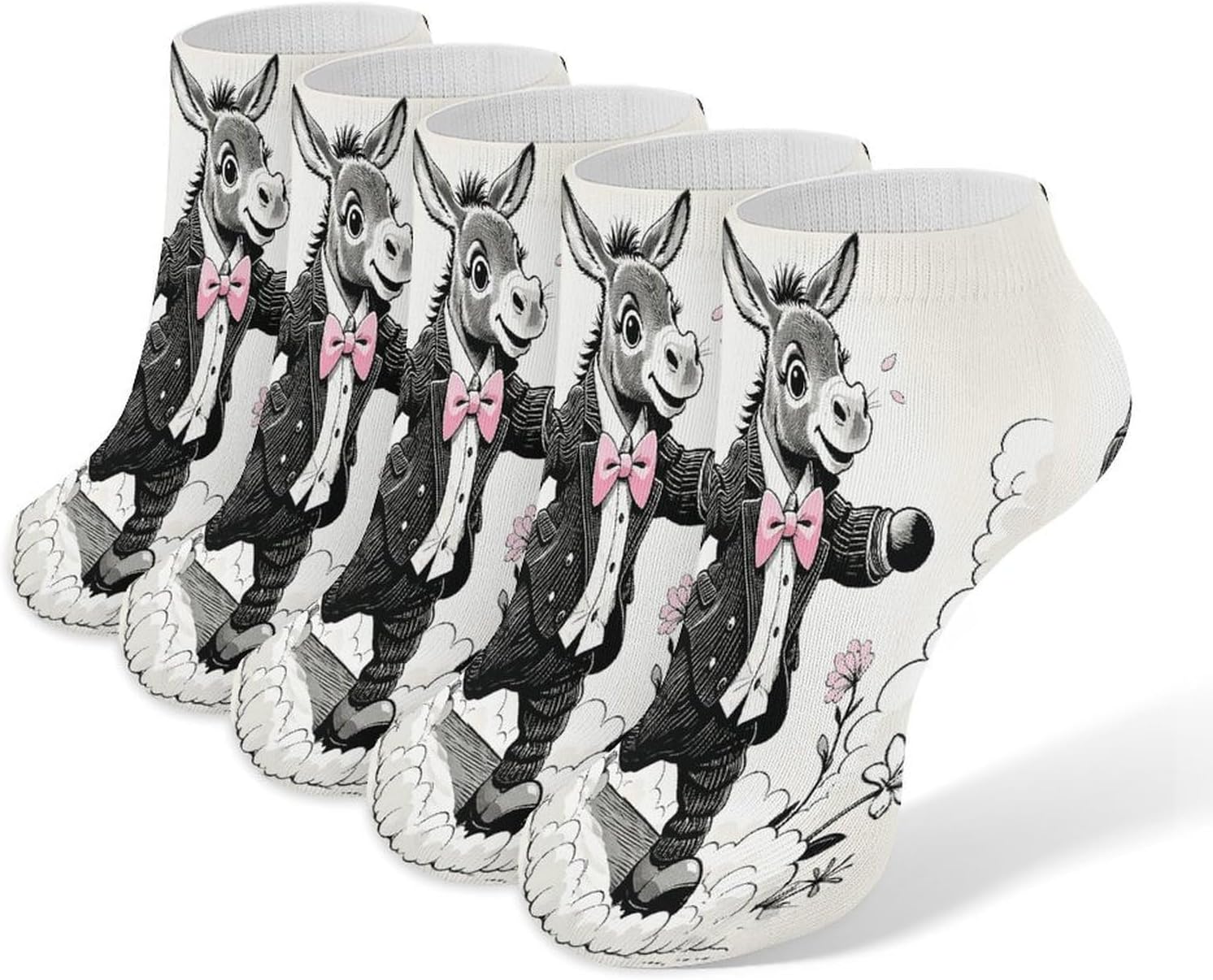 Suit-Wearing Donkey 5Pairs Low Cut Ankle Socks for Women No Show Casual Breathable Athletic Socks for Sport