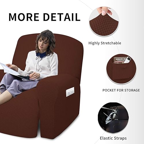 Miniatura 445 de Funda elástica para sofá reclinable de fácil colocación, Tela mezcla de poliéster Algodón, Arena