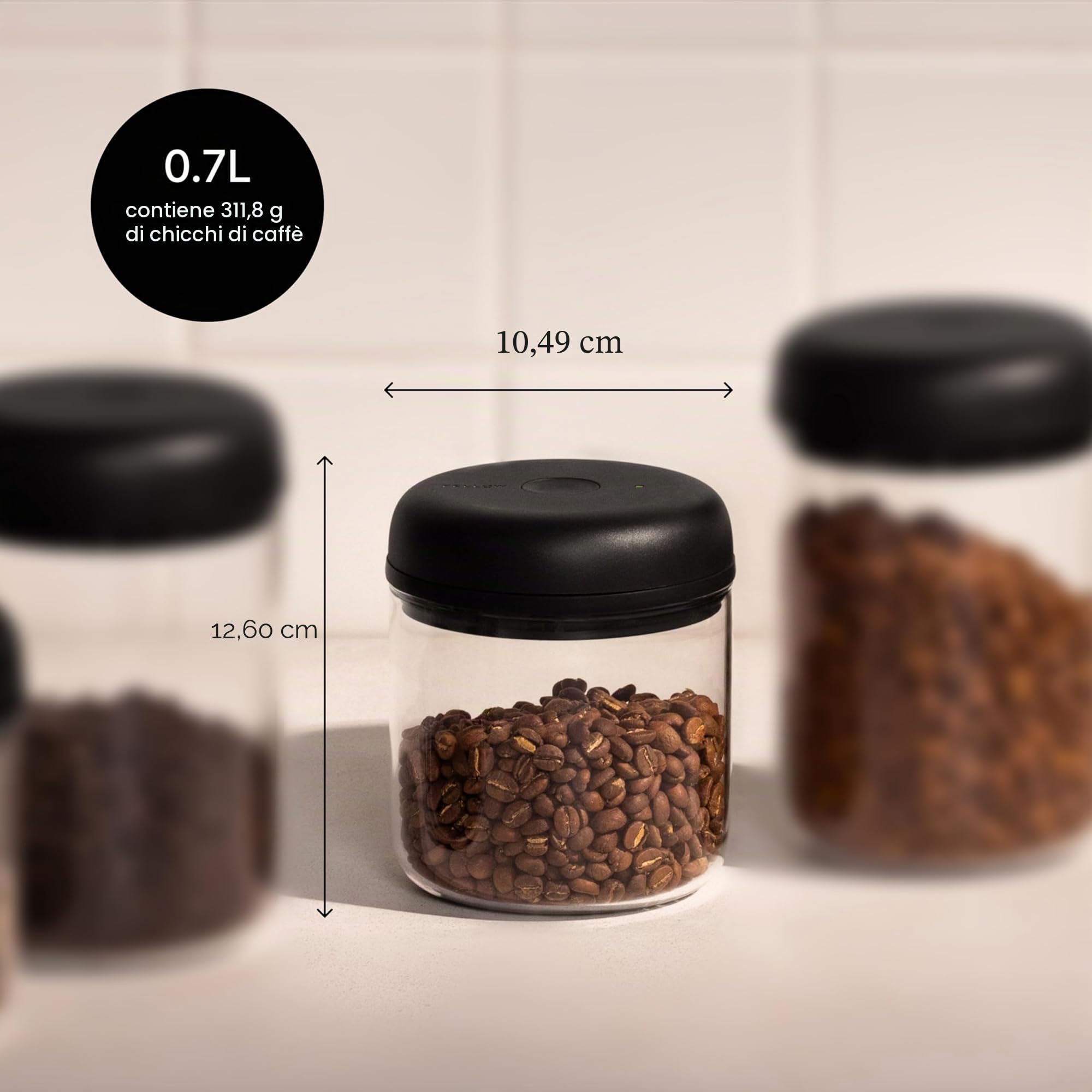 Fellow Atmos - Contenitore sottovuoto elettrico e contenitore, contenitori ermetici per caffè e alimenti, 0,7 litri, nero opaco