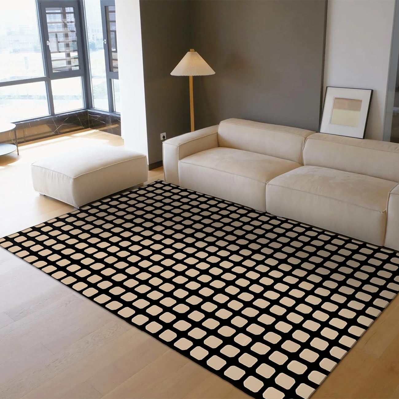 120x150cm Nowoczesny Deska Czarny Beżowy Okrągły Kwadratowy Siatka
