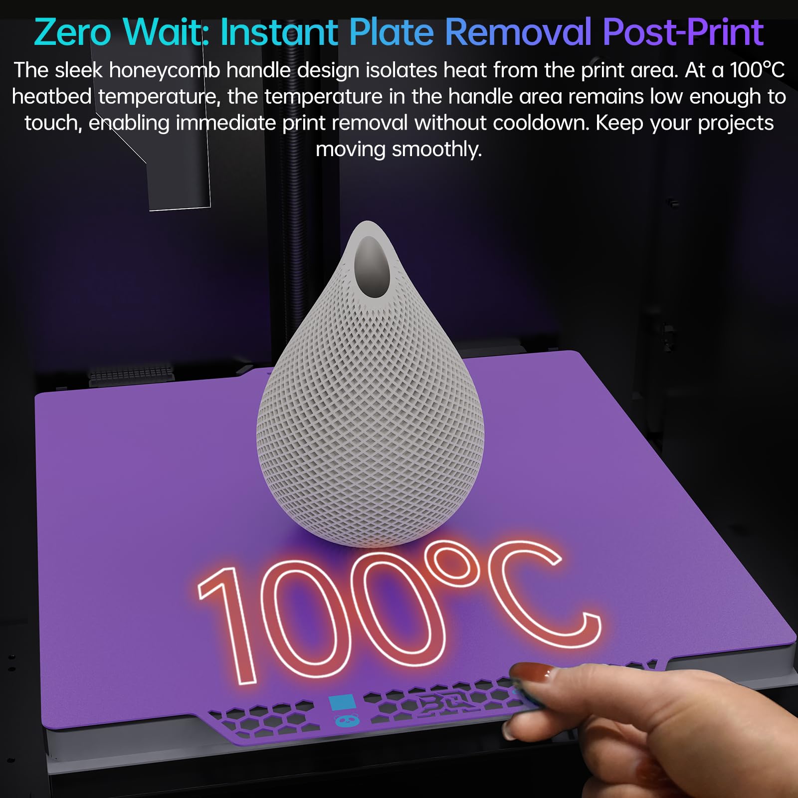 BIQU CryoGrip Pro Glacier-Purple Panda Build Plate for Bambu-Lab Printer | Do P2S/P1S/P1P/X2D/X1C/X1E/A1, 257 x 257 mm Double Sided Upgrade Plate Removable Surface Platform
