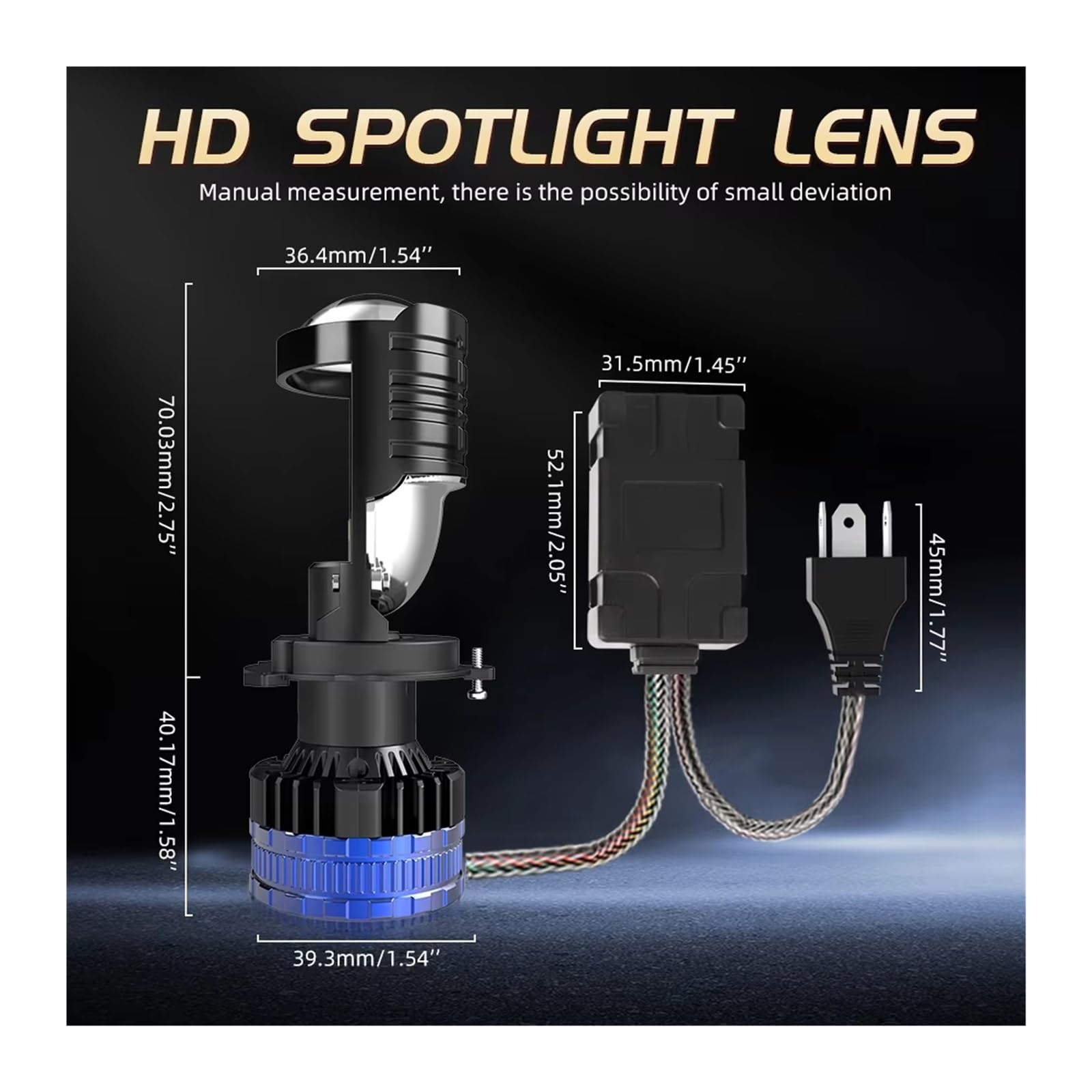 Faros Delanteros Bombilla Faro Delantero Coche H4, Lentes Proyector Led, Haz Alto/bajo, 100000LM, Canbus Turbo, Bombillas LED, 12V, 24V, 6500K FARO PRINCIPAL