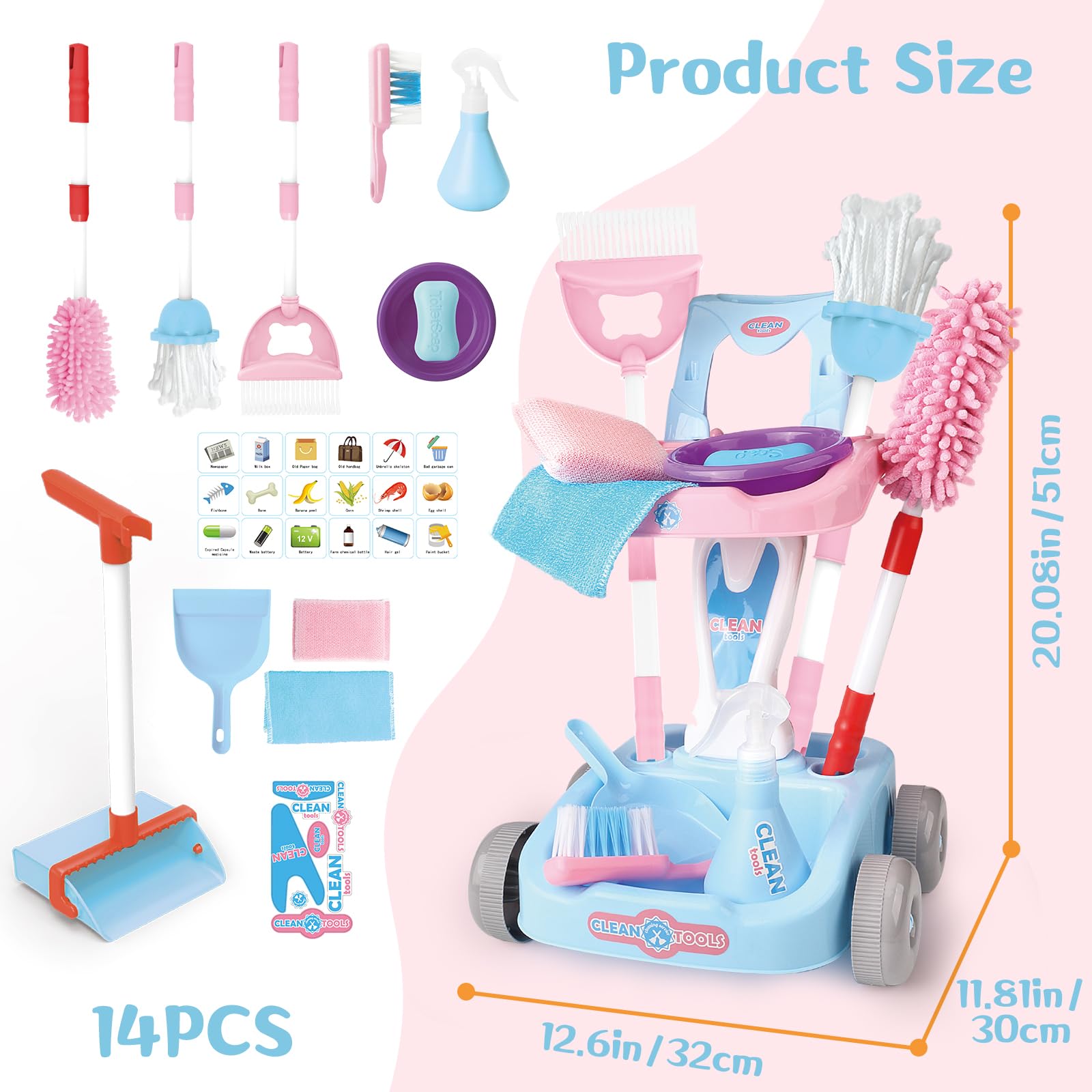 Aspirateur Jouet Enfant Avec Vraie Aspiration - Kit De Nettoyage Avec Sons Pour Enfants 3-6 Ans - ABS Léger 520g