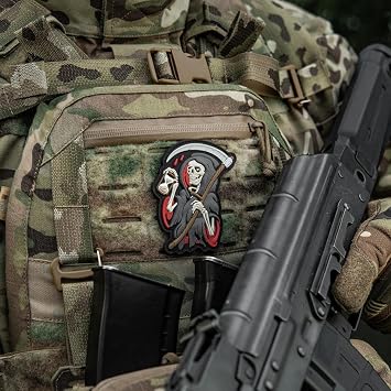 M-Tac Morale Patch 3D PVC with Hook and Loop - Patches for Backpacks, Hats - Military & Tactical Patches for Bags, Vest - Funny Army Patches (Time Black)