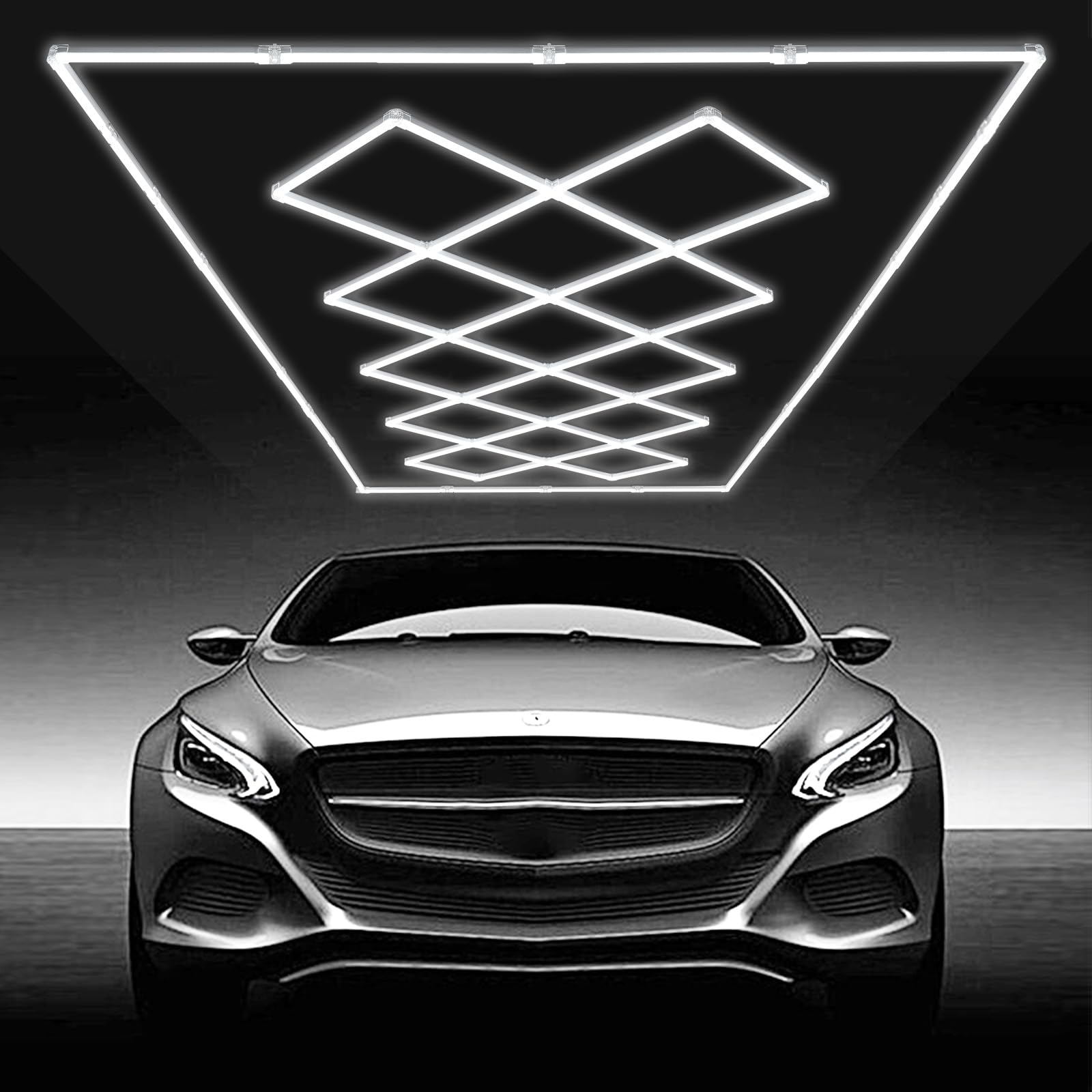 VEVOR Lampe de Garage LED, 14 Carrés, Plafonnier d'Atelier Blanc Froid, 88000 lm, 6500 K, Éclairage de Garage à Faire Soi-même Super Lumineux pour Sous-sol, Entrepôt, Atelier de Beauté Automobile