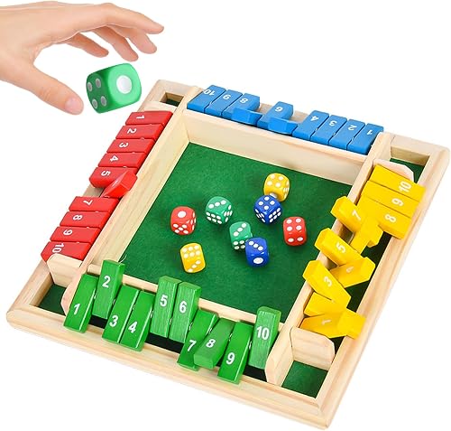 Shut The Box Jeu de Dés en Bois Qcdou