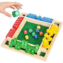Shut The Box Dice Game for 4 Players Wooden Board Game Maths Educational Toy Classic Table Games for Classroom Traditional Pub Board Dice Game for Kids/Adults B