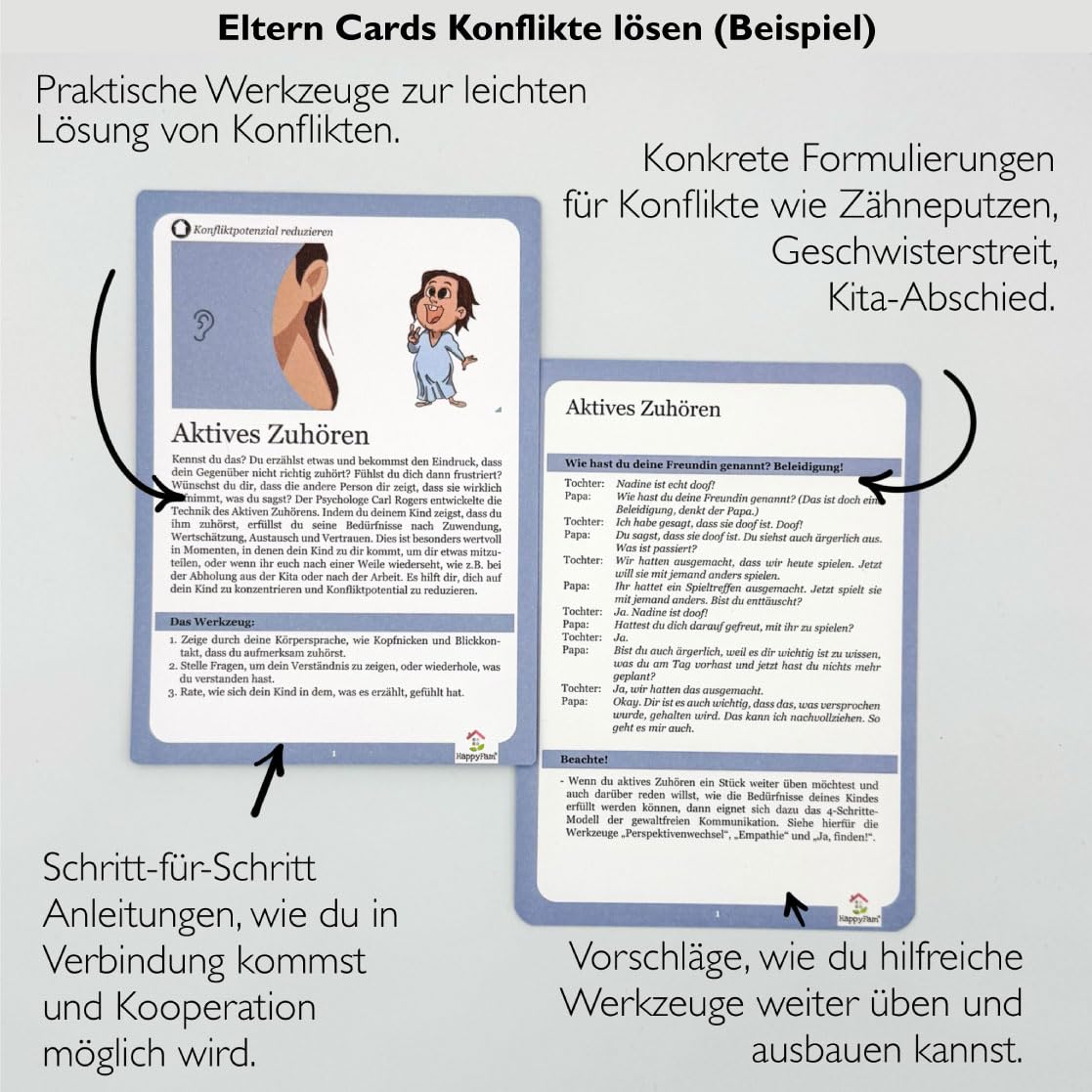 Eltern Cards Gefühle, Bedürfnisse & Konflikte lösen, 3 Lernkarten Sets für Eltern Kita Schule, Gefühlskarten für Kinder, Bedürfniskarten, Gefühle Kinder, Bedürfnisse Kinder Erziehen ohne schimpfen GfK