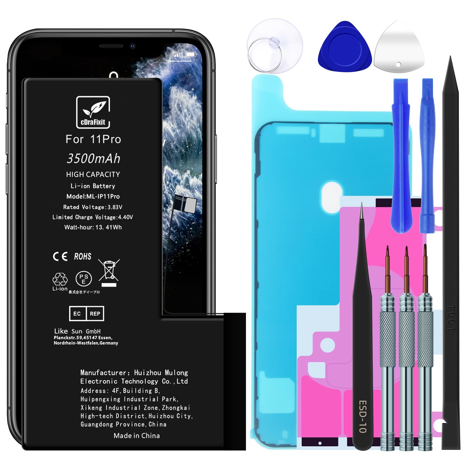 Amazon | cDraFixit For iPhone 11 Pro バッテリー 交換 3500mAh 大