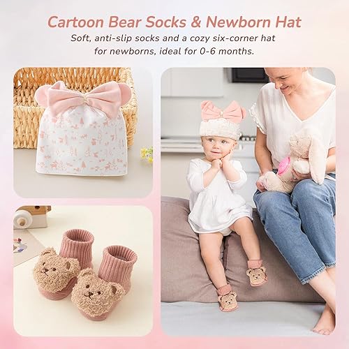 Miniatura 7 de Juego de regalo de 10 piezas para niñas, artículos esenciales para recién nacidos, cesta de regalo para niña, cesta de regalo de revelación de