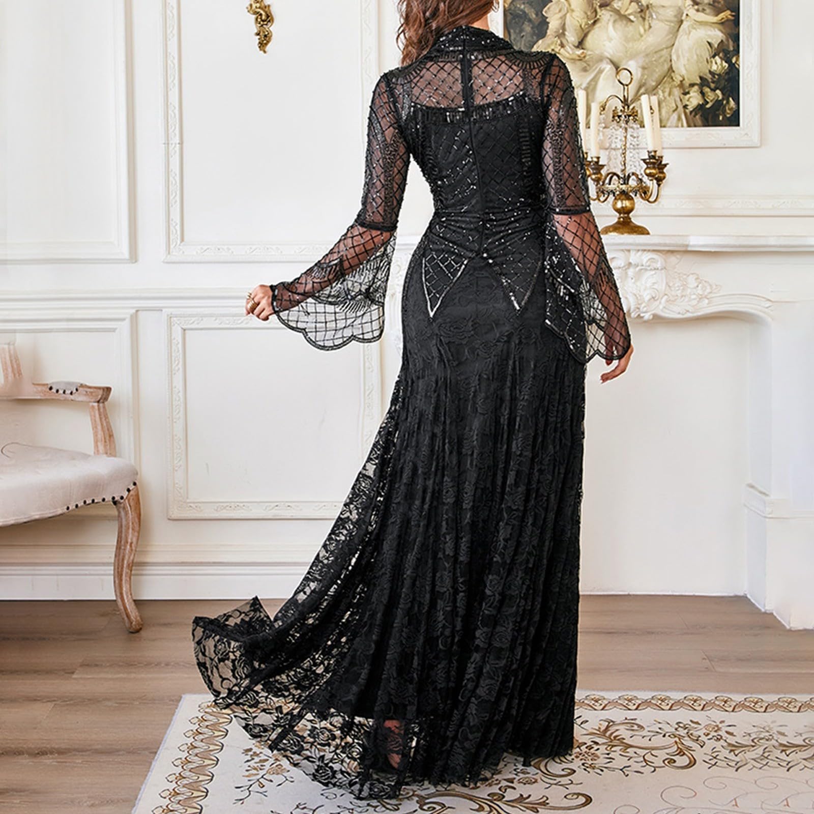 Vestido Fiesta Mujer Elegante Trajes Primavera Vestidos Invierno Largos Elegantes Ropa Manga Larga Nochevieja Tallas Grandes Invitada Boda Otoño De