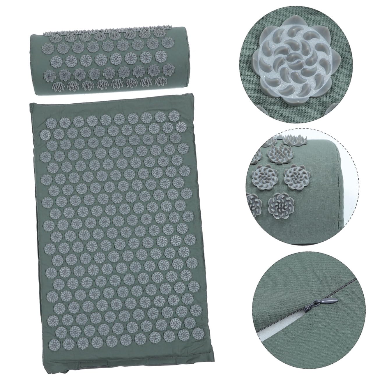 ibasenice Ensemble de 2 Tapis D'acupression et Oreillers de Massage Pratiques Gris, Tapis Anti-dérapant Longue Taille, Stimulation Points D'acupuncture pour Relaxation Musculaire et Sommeil