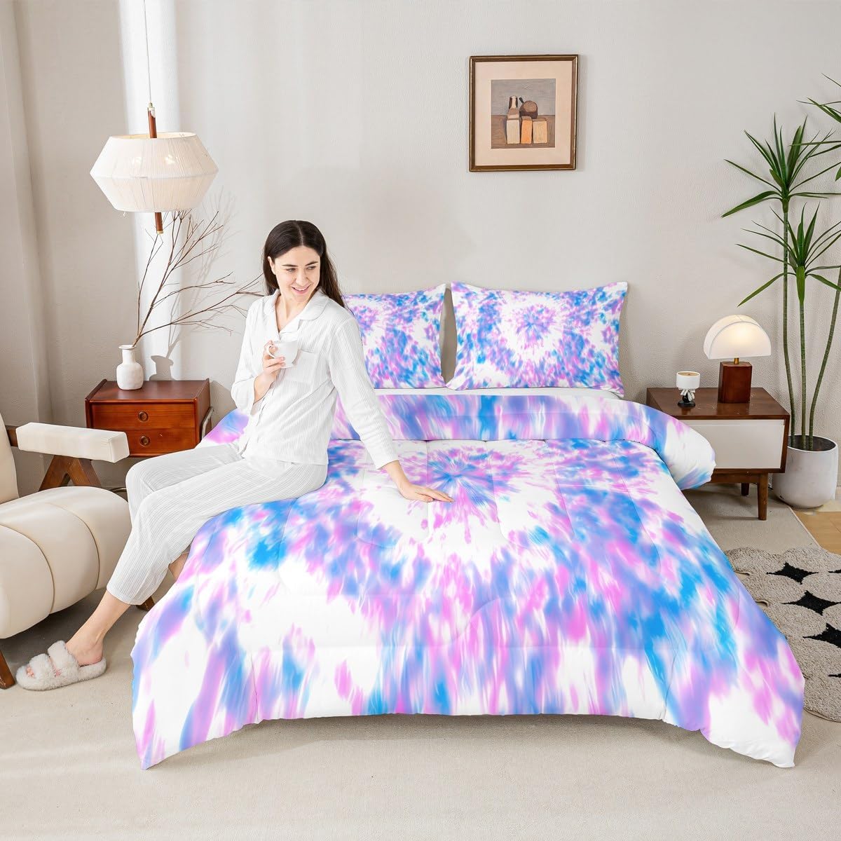 Feelyou Dragonfly Comforter Luxury Dragonfly Floral Bedding Set for Boys Girls Blossom Flower Spring Nature Comforter Set King Size Room Decor Duvet Set 3Pcs Boys