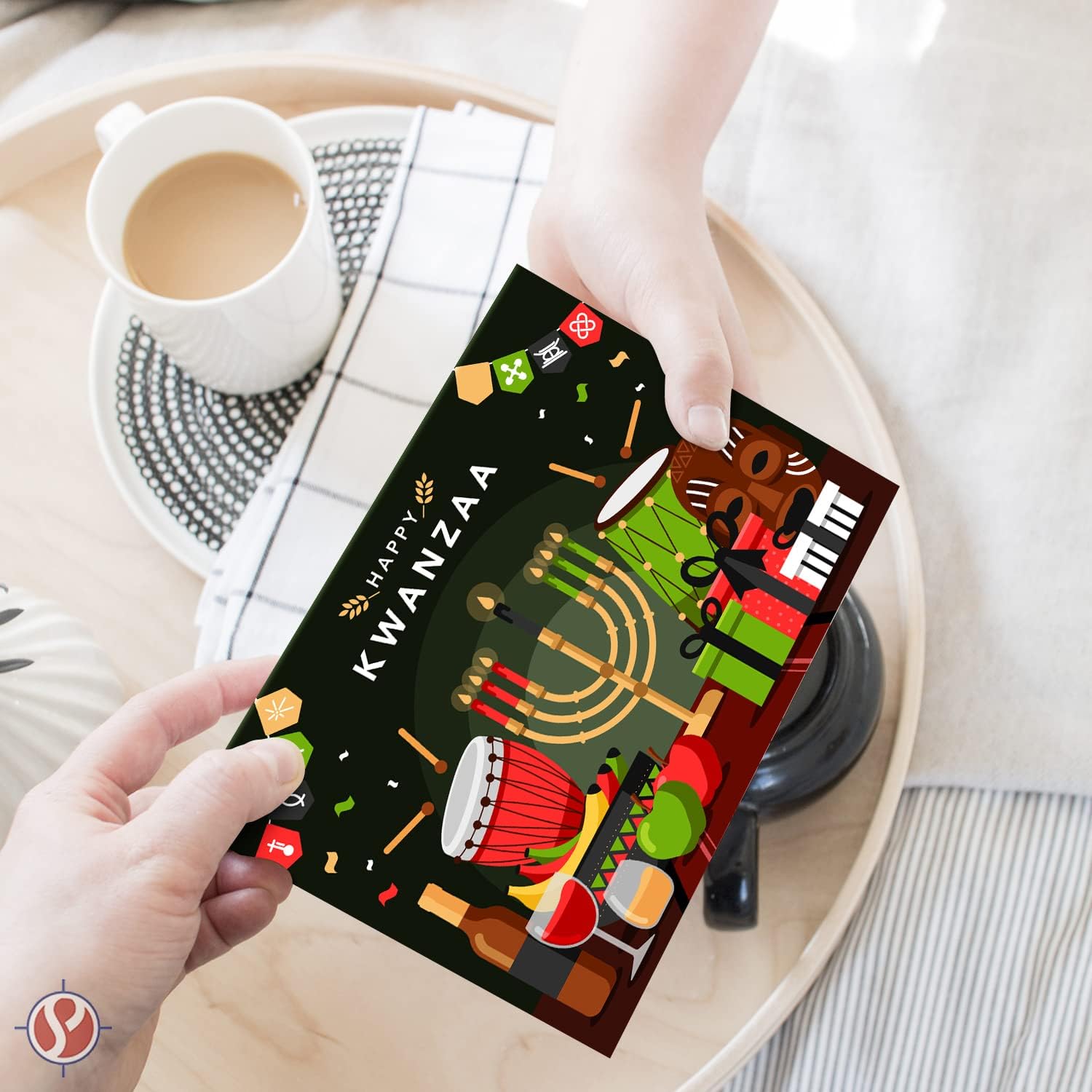 10 Happy Kwanzaa Greeting Cards with Envelopes Set, African-American Annual Cultural Holiday Heritage Celebration Celebratory Festivity Card, Seven Candles, Traditional Kwanzaa Symbols – 4.25 x 5.5" - Image 2