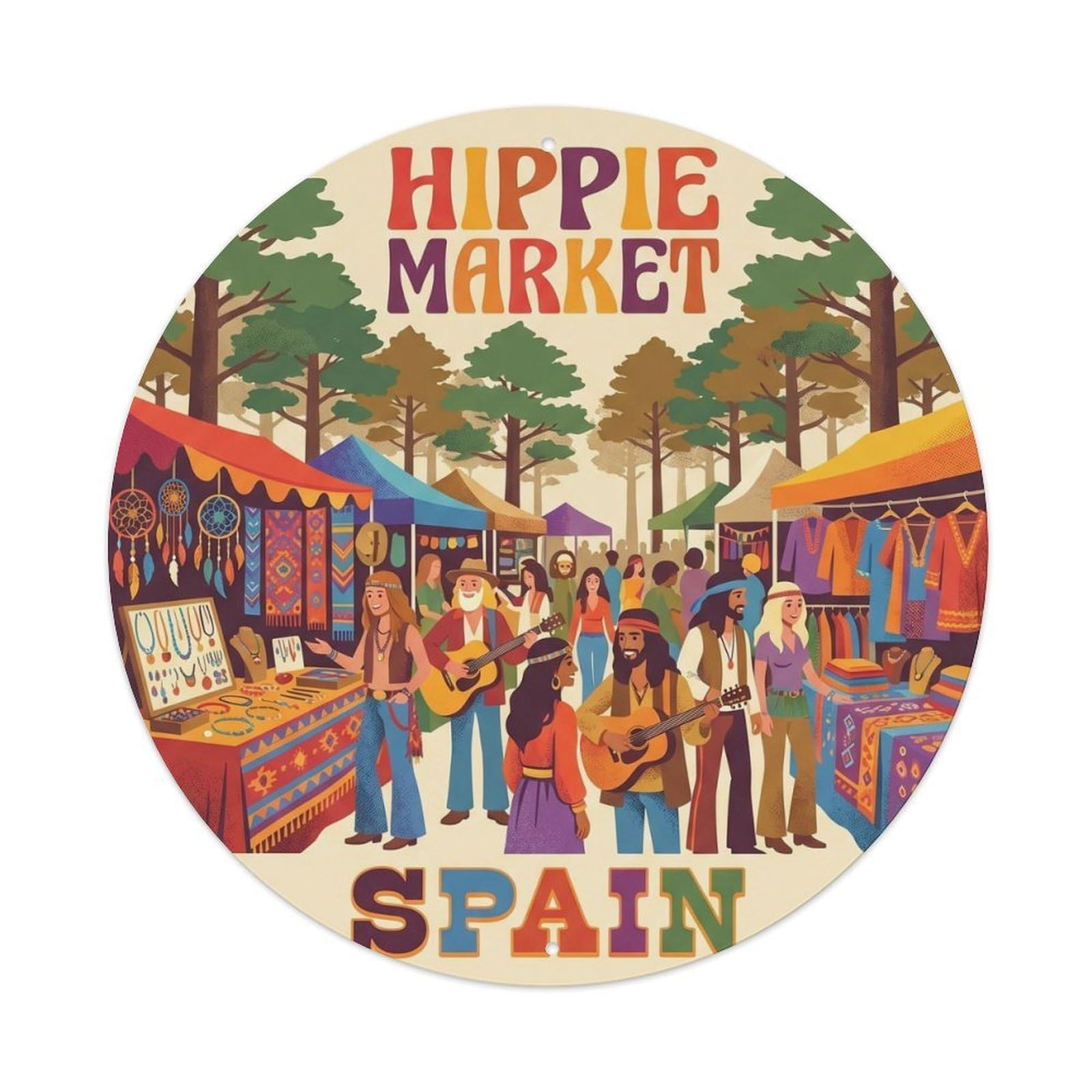 Ibiza Hippie Market Spain Cultural Travel Metal Tin Sign