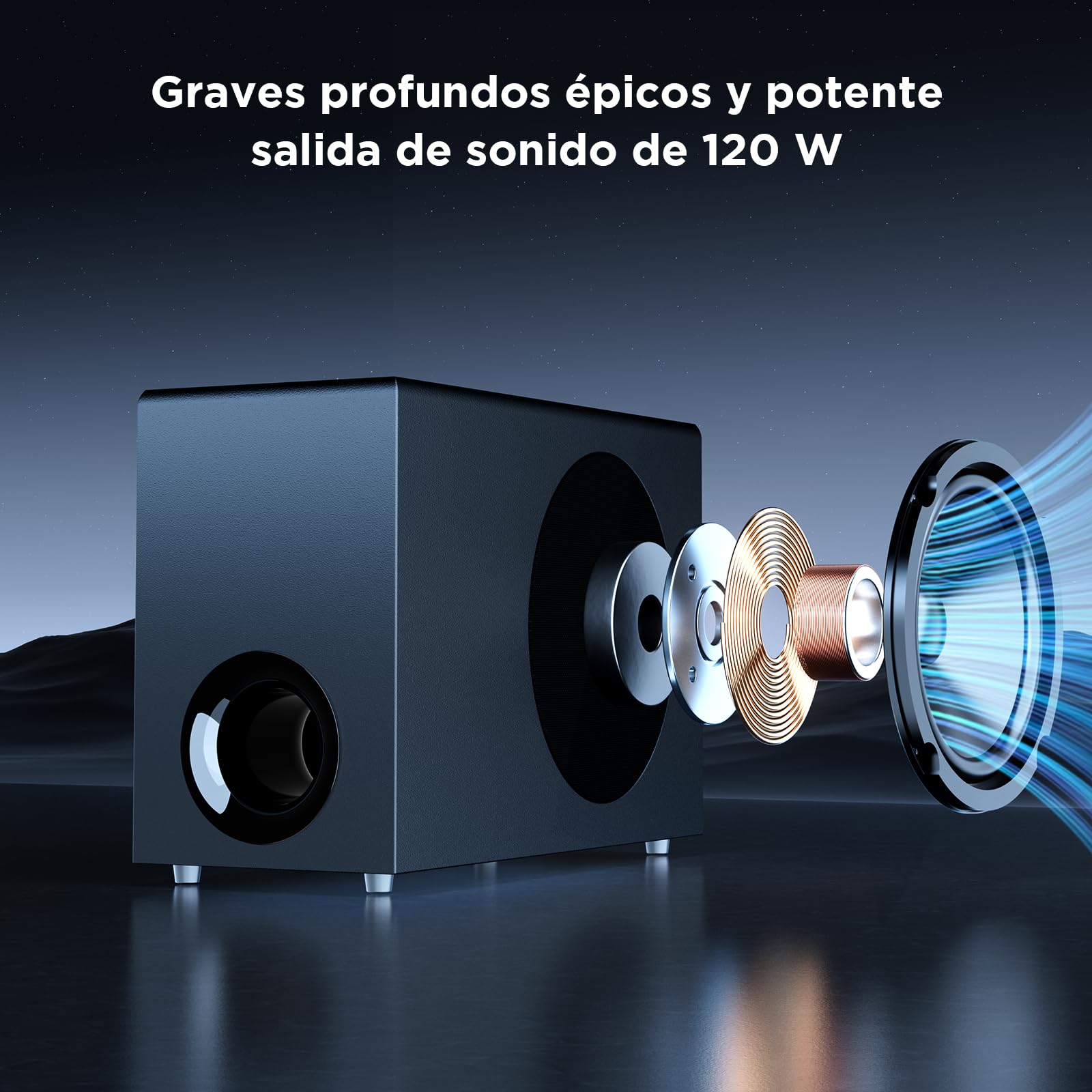 Geragerock Barra de Sonido con subwoofer para TV, 120W 2 en 1 Soundbar Home Theater, 1 Juego de Surround Sound System con Deep Bass&Volumen Boost&3 Ecualización Modos, Bluetooth 5.3/ARC/Opt/AUX