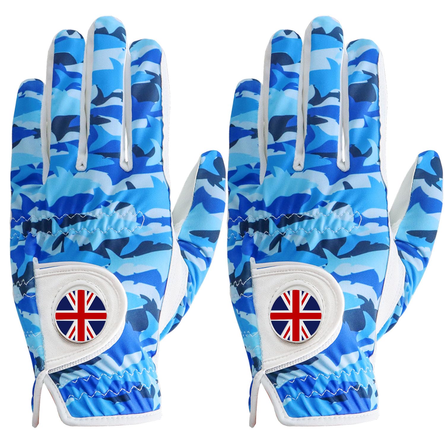 FINGER TEN Golf Gloves Men Left Hand Leather With Ball Marker Printed Grip Value 2 Pack