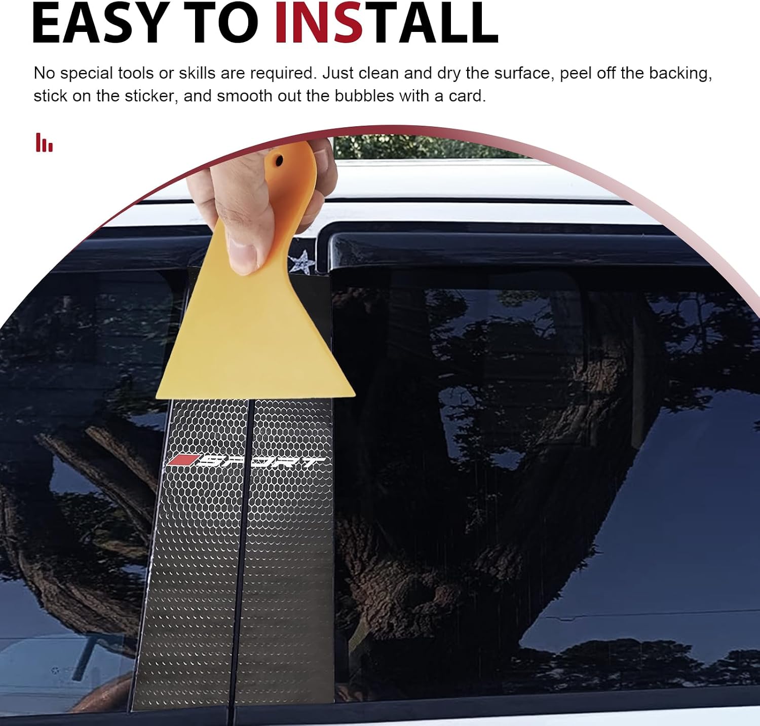 2 PCS Car B-Pillar Sticker, Stylish Waterproof Car Window Center Pillar Decal, Self-Adhesive Vinyl Window Decoration with Installation Tool, Universal for Most Cars (Sports Honeycomb) image 5
