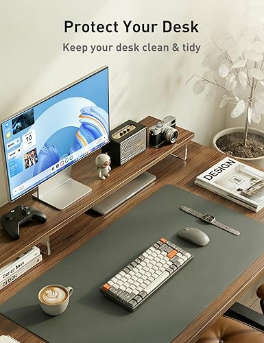 Miniatura 532 de Aothia Tapete protector de escritorio, alfombrilla para mouse, antideslizante, impermeable, de piel sintética, secante de escritorio, para Verde