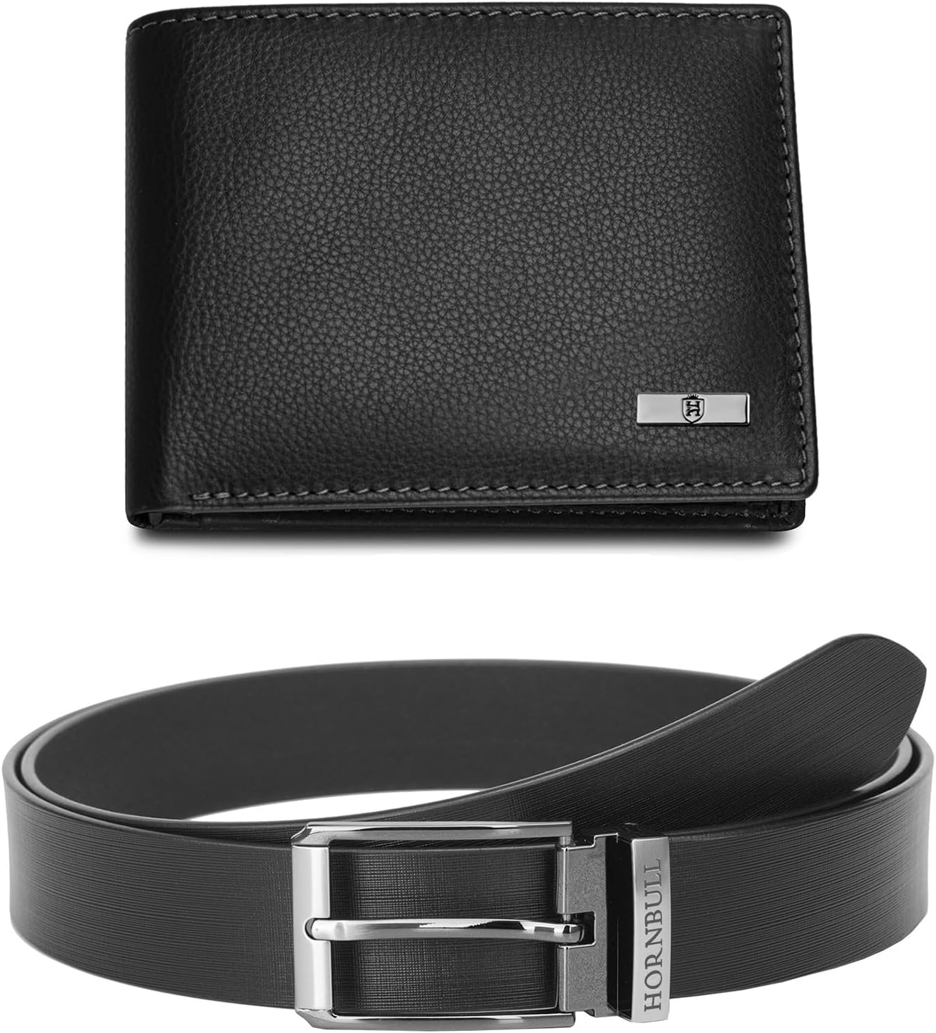 HORNBULL Mens Combo Wallet and Belt | Gift Set for Men | Gift Hamper for Boys | Wallets Men Leather (Black 2)