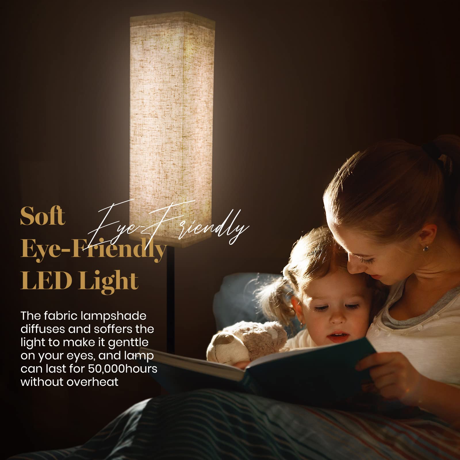 Lámpara de pie para dormitorio, sala de estar, oficina, con control remoto, moderna sala de estar, LED, temperatura de 4 colores y atenuador continuo, lámpara elegante de pie 3000k-7000k 7
