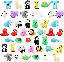 45 Pcs Animal Rubber Erasers, VEGCOO Novelty Eraser Cute Puzzle Animal Eraser, Small Pencil Erasers for Students Kids Homework School Classroom Rewards Prizes Party Favors Stationery Supplies