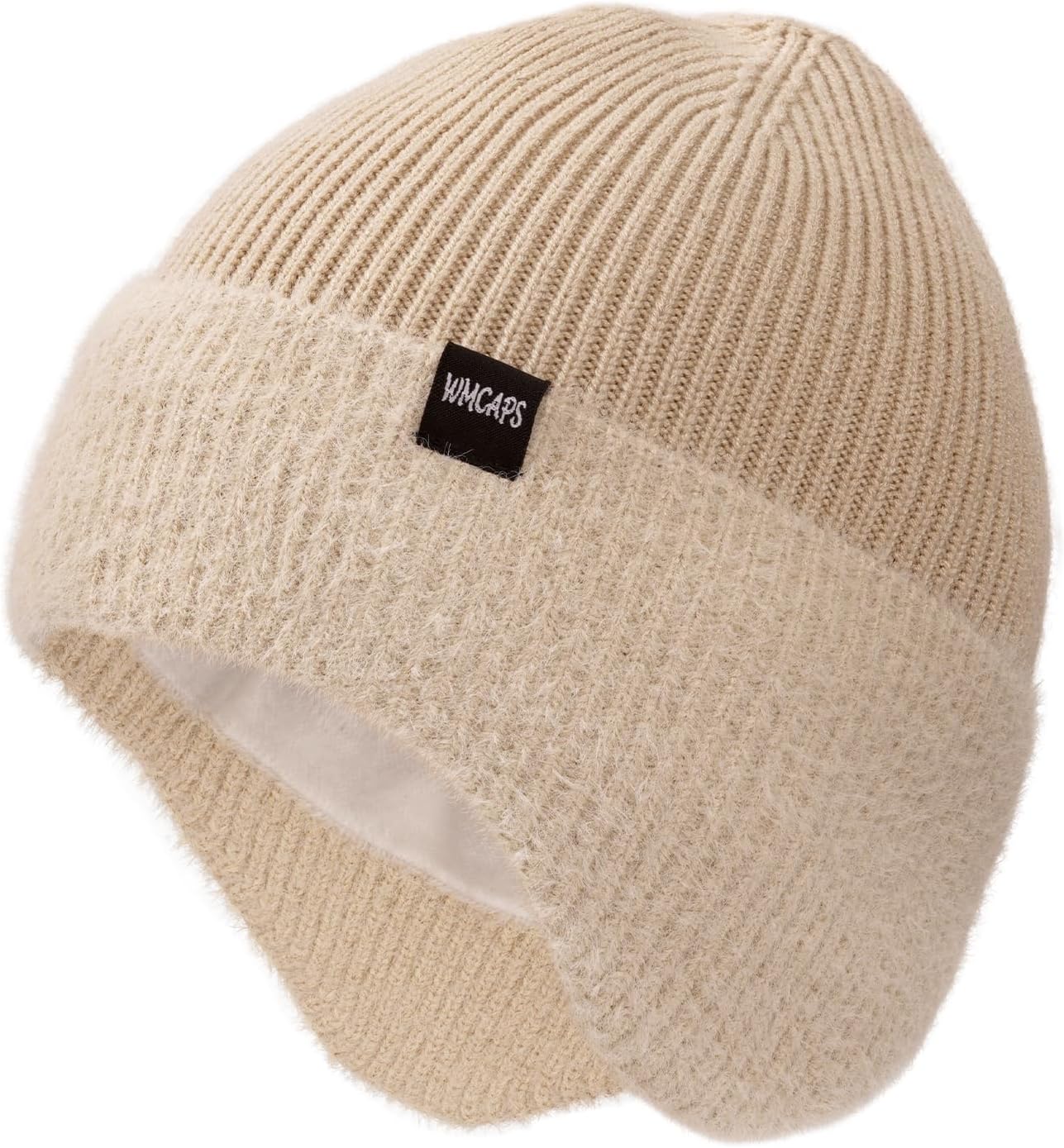 Wmcaps Winter Fleece Line Beanie with Earflap for Men Women, Outdoor Warm Thermal Knitted Hat Stocking Caps