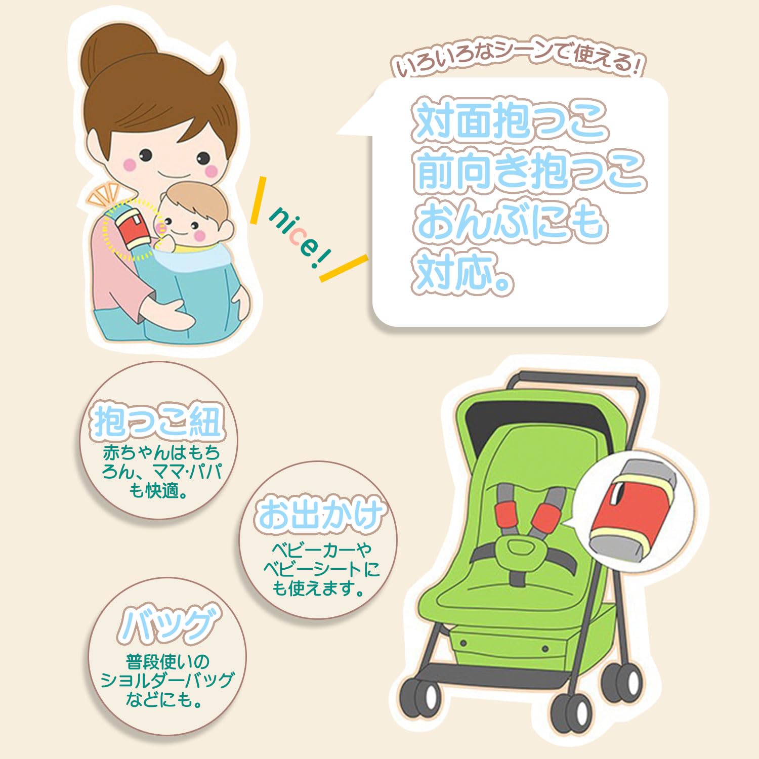 Amazon | [RainbowBabe] 抱っこ紐用よだれカバー 抱っこひも 6枚セット 