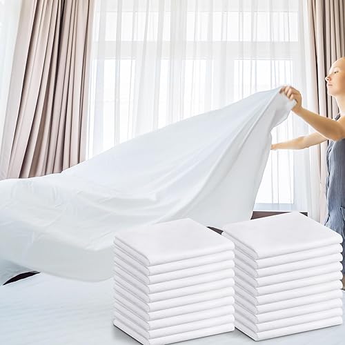 Miniatura 7 de Preboun 20 sábanas encimeras blancas a granel tamaño individual de microfibra suave, fácil cuidado para el hogar, salones, hoteles, hospitales,